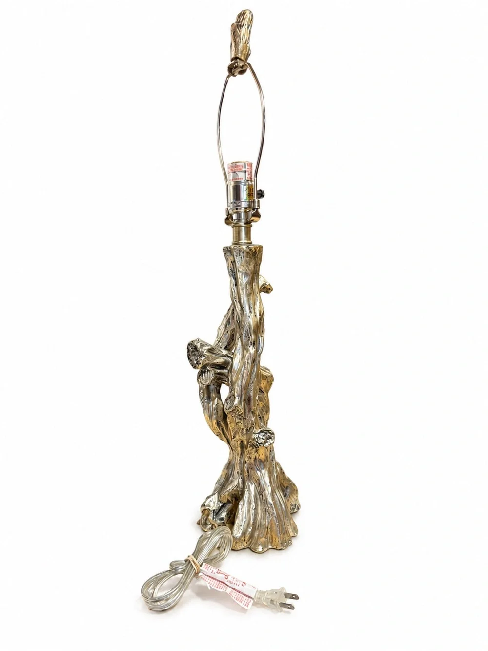 Driftwood-Style Table Lamp in Metallic Silver Finish